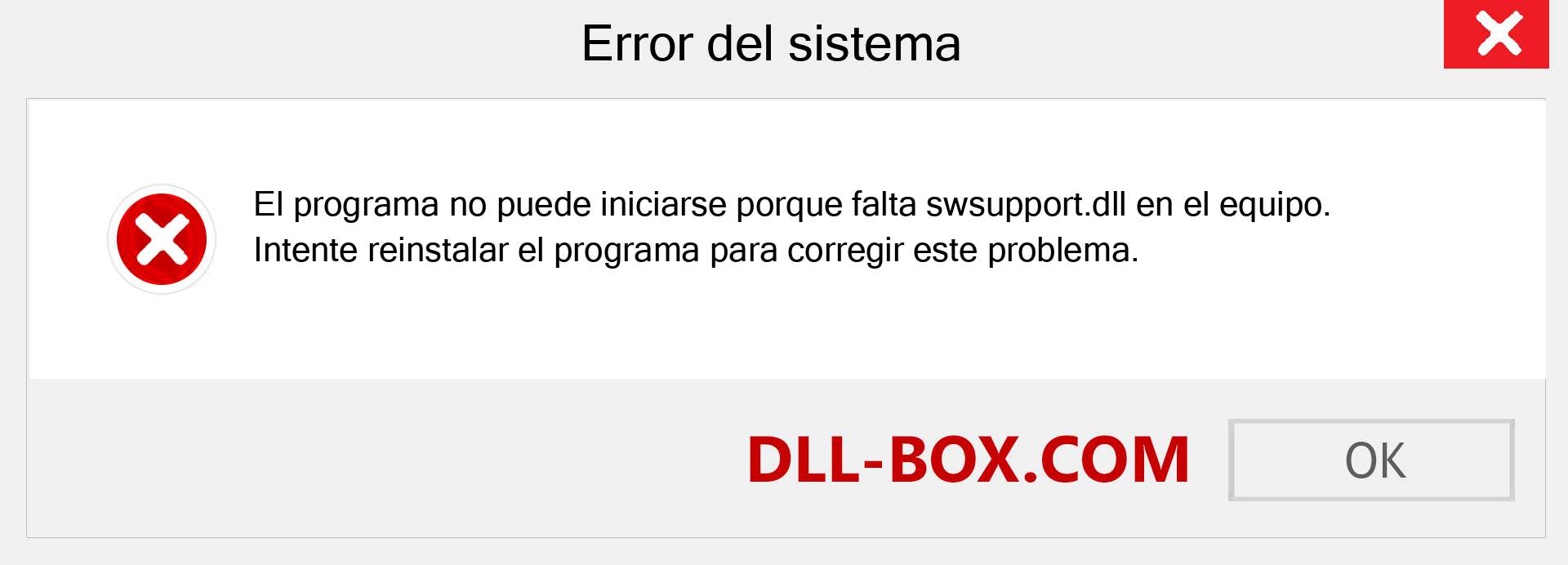 ¿Falta el archivo swsupport.dll ?. Descargar para Windows 7, 8, 10 - Corregir swsupport dll Missing Error en Windows, fotos, imágenes